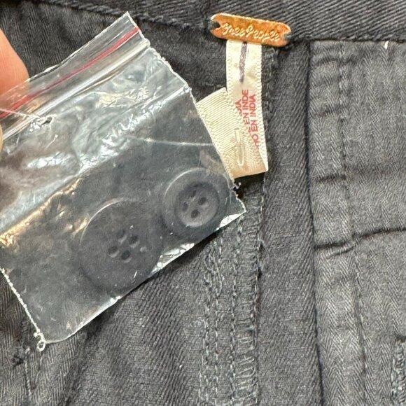 Free People Needed Breaking Trousers Mid Rise Pleating 100% Cotton Black‎ Size 0 - Picture 11 of 16